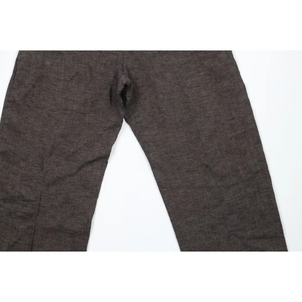Vintage Banana Republic Mens 35x34 Linen Pinstriped Wide Leg Chino Pants Brown